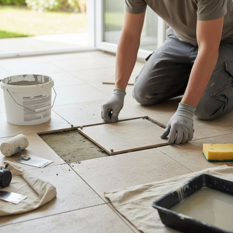Slate Tile Floor Repair detail