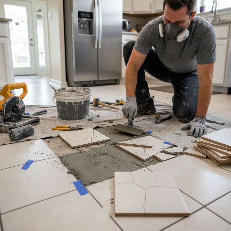 Slate Tile Floor Repair detail